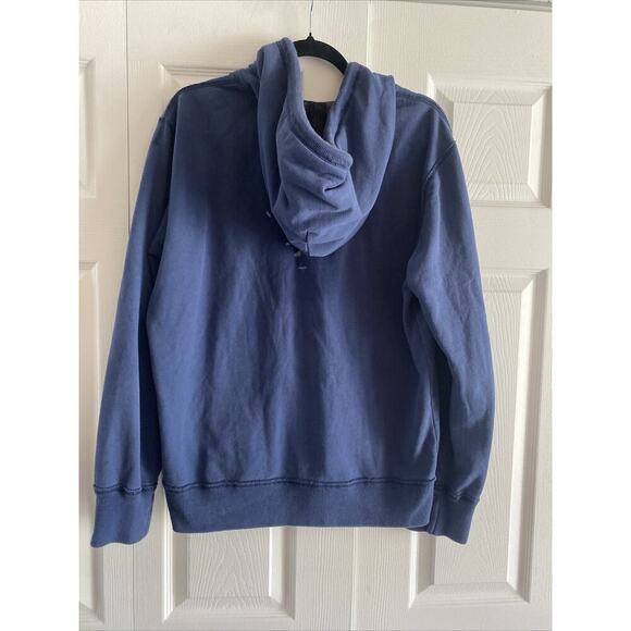 Y2K American Eagle Men's Large Navy Quarter Zip Pullover Hoodie Sweater Patch - Picture 4 of 8